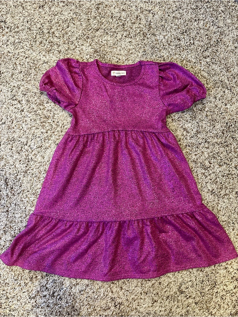 Girls' Tucker + Tate Sparkle Magenta Tiered Dress